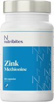 Nutribites Zink - Met de best opneembare vorm: zinkmethionine - Goed voor huid, haar en nagels - 15mg - 60 Veganistische Capsules