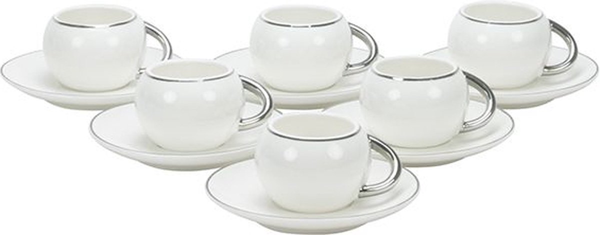 BRICARD ESPRESSO SET 2860 12/S-2 | WIT - ZILVER 12-DELIG