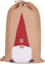 BRUBAKER Sac de Noël Nain de Noël - Sac Cadeau de Noël 80 cm - Sac en Jute Père Noël avec Cordon de Serrage pour Emballage Cadeau - Nain de Noël avec Barbe et Gros Nez