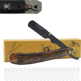 Bol.com Haryali London Shavette Razor Black Wood - Klassiek kappersscheermes voor mannen - Scheermes met doorgesneden keel Neksc... aanbieding