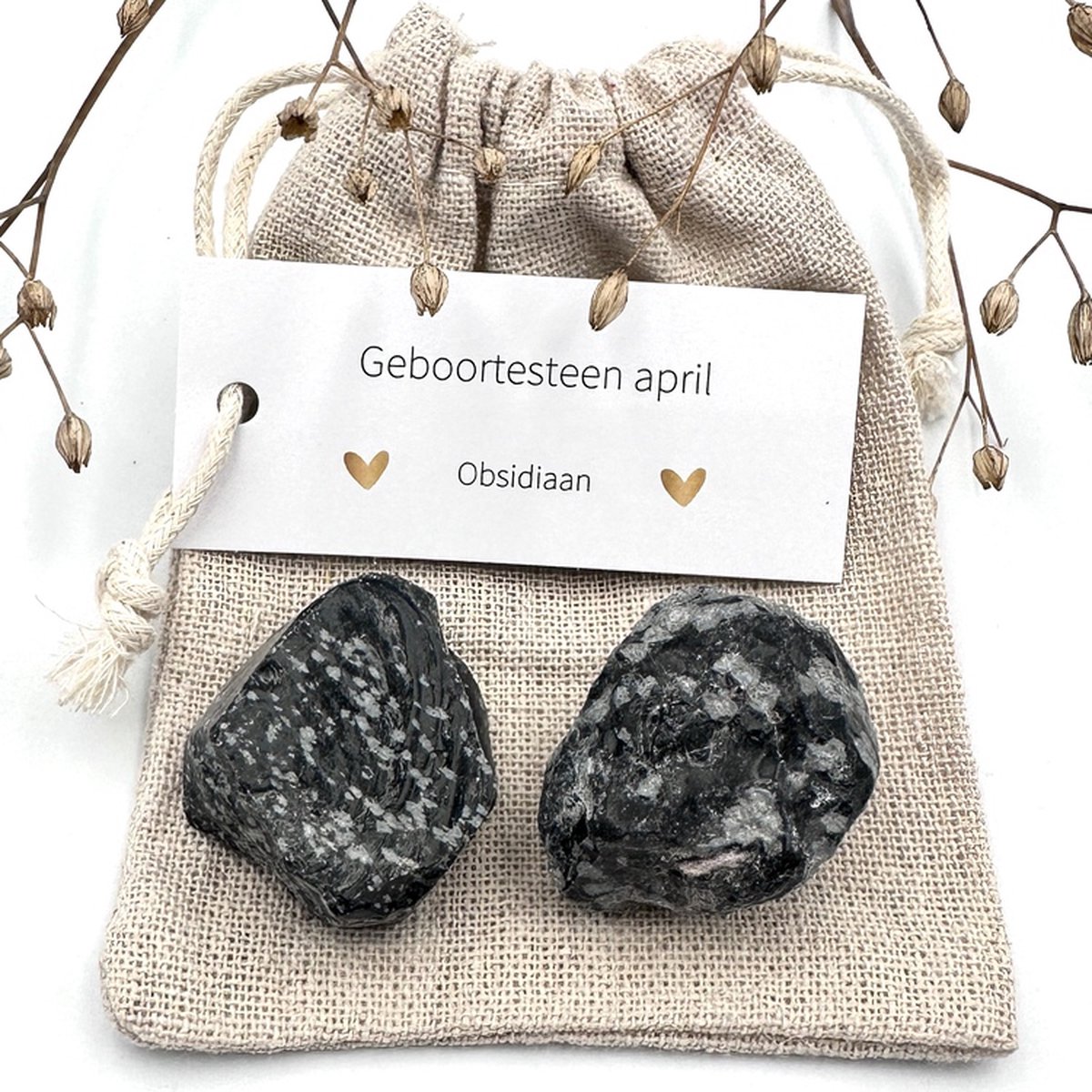 Geboortesteen April - Obsidiaan ruw -edelstenen-geluksbrenger-klein cadeau