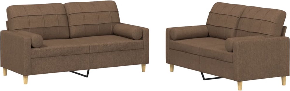 vidaXL - 2-delige - Loungeset - met - kussens - stof - bruin