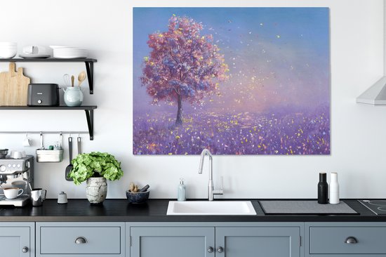 Peintures sur Toile - Arbre - Eté - Rose - 120x90 cm - Décoration murale