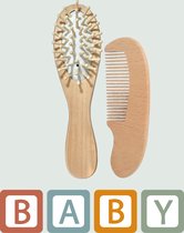 green-goose® Bamboe Babyborstel met Kam | Massageborstel | Haarverzorging Baby | Duurzaam Kraamcadeau | Baby Borstels | Baby Kam