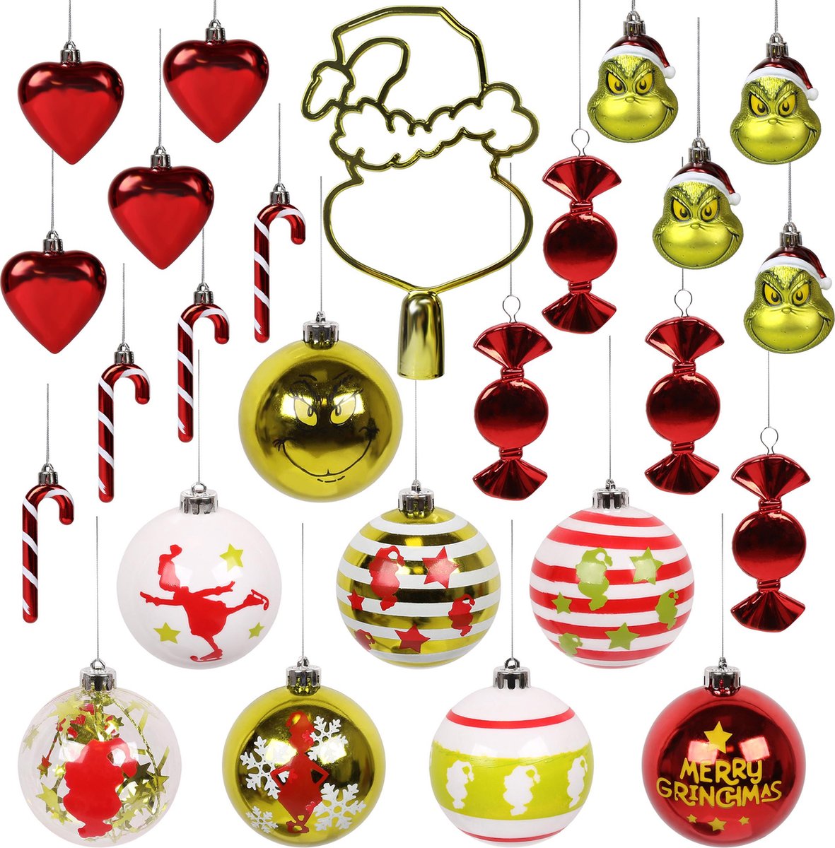 3D Pendentifs Noël Grinch – Lot Décorations Suspendues Arbre De Noël, Résine Qualité, Thème Grinch Festif Maison & Fête