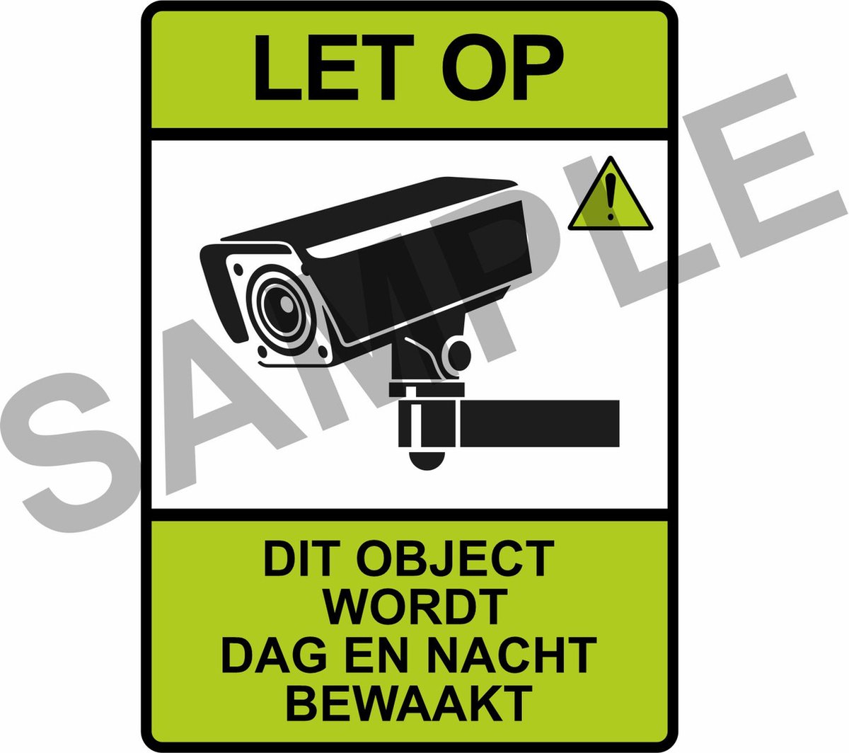 5 stuks Sticker - Let op - Camerabewaking - Groen - nederlandstalig- 7x5cm