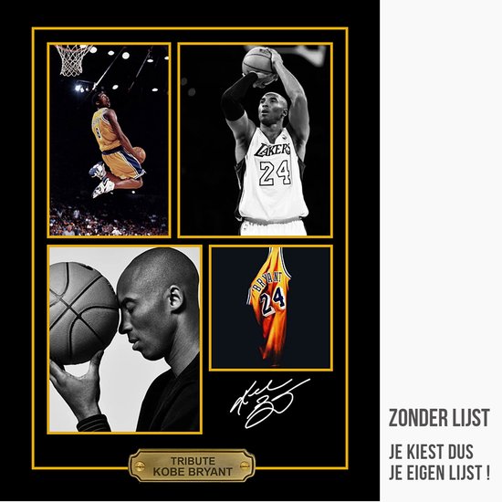 Allernieuwste.nl® Canvas Schilderij VIP Tribute Prof Basketballer Kobe Bryant - Memorabilia CANVAS - 30 x 40 cm