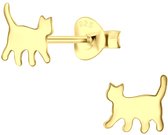 Joy|S - Zilveren kat poes oorbellen - 7 x 6 mm - kinderoorbellen - 14k goudplating