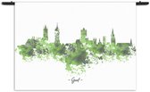 Velours Wandkleed Skyline Gent Watercolor Paint Rechthoek Horizontaal XXL (130 X 180 CM) - Wandkleden - Met roedes