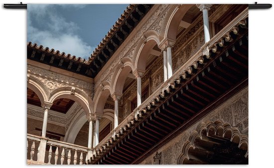 Velours Wandkleed Koninklijk Paleis van Sevilla Rechthoek Horizontaal S (40 X 60 CM) - Wandkleden - Met roedes