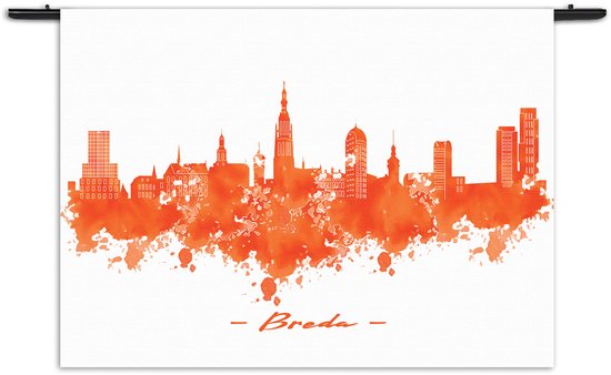 Mezo Wandkleed Skyline Breda Watercolor Paint Rechthoek Horizontaal L (85 X 120 CM) - Wandkleden - Met roedes