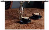 Velours Wandkleed Bakje Koffie Rechthoek Horizontaal L (85 X 120 CM) - Wandkleden - Met roedes