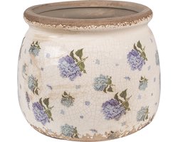 Clayre & Eef Bloempot Ø 16x13 cm Beige Blauw Keramiek Bloemen