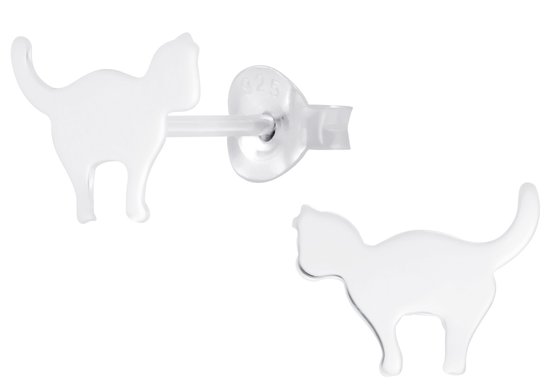 Joie|S - Boucles d'oreilles chat chat argent - 9 x 7 mm