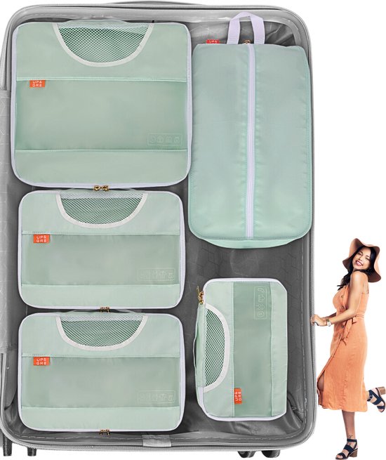 UP&GR8® Packing Cubes Backpack - Koffer Organizer Set - Kleding - Bagage Organizers - Kerstcadeau Vrouw Man - Samui Groen
