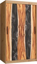 Zweefdeurkast Kledingkast met 2 schuifdeuren Garderobekast slaapkamerkast Kledingstang met planken (LxHxP): 100x200x60 cm - Natural I (Artisan, 100) met lades