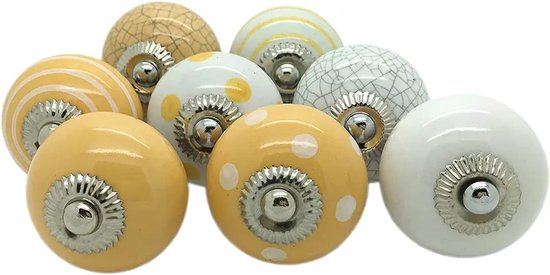 Lommer Meubelknop keramiek 8 stuks pompoenvormige meubelknoppen, meubelgreep mode keramiek kinderen porselein knop voor kasten lade kledingkast en andere meubels (roze
