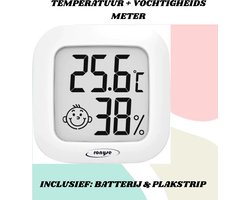 Elektronische hygrometer - Weerstation - Luchtvochtigheidsmeter - Digitale Thermometer Voor Binnen - Incl. Batterij en Plakstrip - Wit