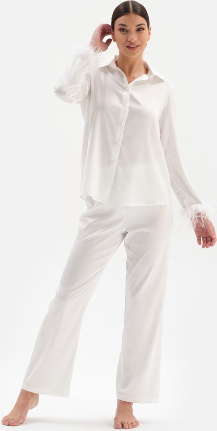 TeJoyce Herenpyjama van zijdesatijn, tweedelige complete set met overhemd met lange mouwen en knopen en elegante broek met zakken luxe homewear, Donker Groen, L TeJoyce Herenpyjama van zijdesatijn, tweedelige complete set met overhemd met lange mouwen en knopen en elegante broek met zakken luxe homewear, Donker Groen, L