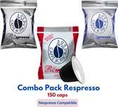 Caffè Borbone Respresso Nera + Rossa + Blu 150 capsules - Compatible Nespresso - Tasses à café expresso italien - Forfait essai