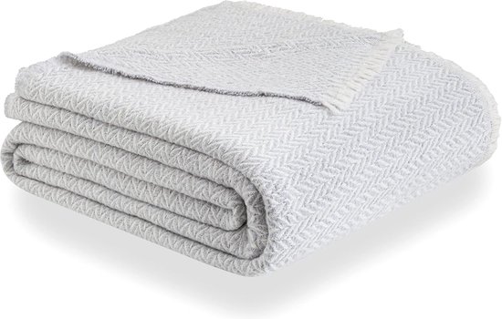 Todocama - PRCMAMSGRCL180X240 Extra zachte katoenen deken, 4 seizoenen, multifunctionele sprei, plaid voor bed, foulard, sprei, bankplaid (180 x 240 cm, lichtgrijs)