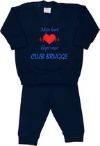 La Petite Couronne Pyjama 2-Delig "Mijn hart klopt voor Club Brugge" Unisex Katoen Zwart/blauw/rood/blauw Maat 56/62