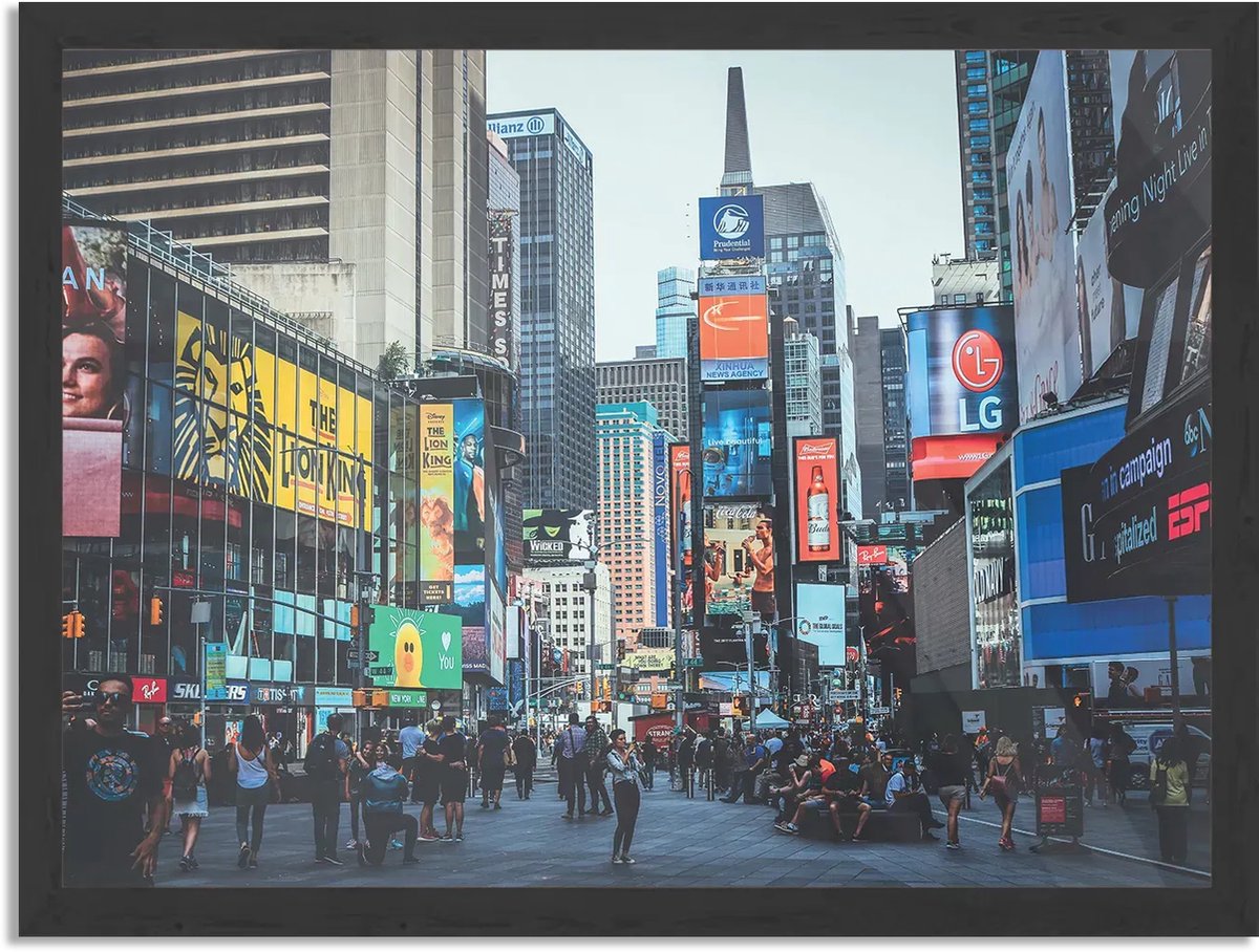 Affiche Times Square New York Rectangle Horizontal Avec Cadre XL (70 X 50 CM) Cadre... bol