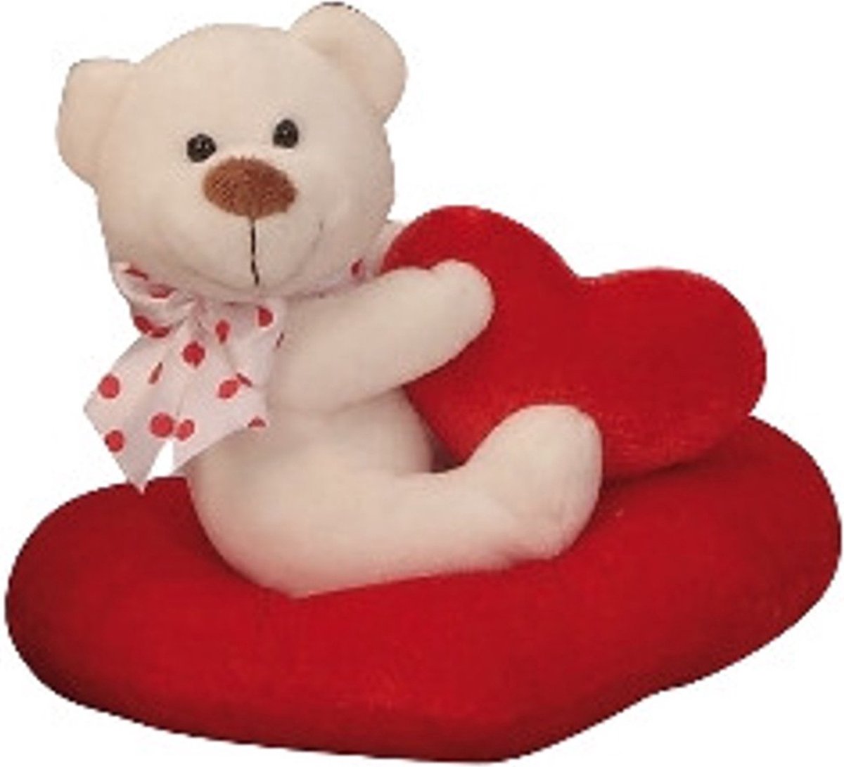 Knuffel - Beer zittend op een Hart - Cadeautjes onder de 15 euro - Hoogte 14cm
