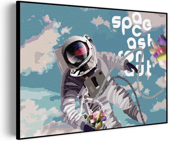 Akoestisch Schilderij Astronaut in de ruimte Rechthoek Horizontaal Basic M (85 X 60 CM) - Akoestisch paneel - Akoestische Panelen - Akoestische wanddecoratie - Akoestisch wandpaneel