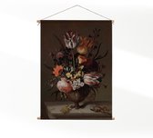 Textielposter Jacob Marrel Stilleven met bloemenvaas en dode kikvors 1634 XXL (165 X 120 CM) - Wandkleed - Wanddoek - Wanddecoratie