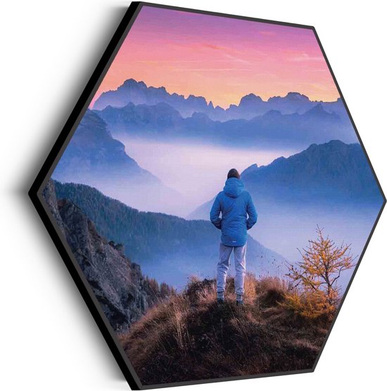 Akoestisch Schilderij On top of the world Hexagon Basic XL (140 X 121 CM) - Akoestisch paneel - Akoestische Panelen - Akoestische wanddecoratie - Akoestisch wandpaneel