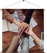 Textielposter Teamwork Vierkant M (30 X 30 CM) - Wandkleed - Wanddoek - Wanddecoratie