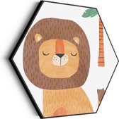 Akoestisch Schilderij De Leeuw in het bos Hexagon Basic L (100 X 86 CM) - Akoestisch paneel - Akoestische Panelen - Akoestische wanddecoratie - Akoestisch wandpaneel