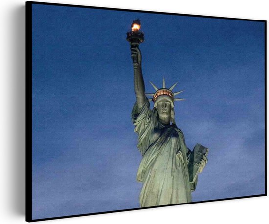 Akoestisch Schilderij Vrijheidsbeeld New York Donker 02 Rechthoek Horizontaal Basic S (7 0x 50 CM) - Akoestisch paneel - Akoestische Panelen - Akoestische wanddecoratie - Akoestisch wandpaneel