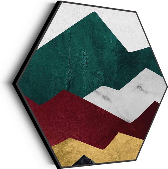 Akoestisch Schilderij Kleurrijke Bergen 03 Hexagon Basic M (60 X 52 CM) - Akoestisch paneel - Akoestische Panelen - Akoestische wanddecoratie - Akoestisch wandpaneelKatoen M (60 X 52 CM)