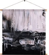 Textielposter Zwart wit schilderwerk Vierkant XXL (90 X 90 CM) - Wandkleed - Wanddoek - Wanddecoratie