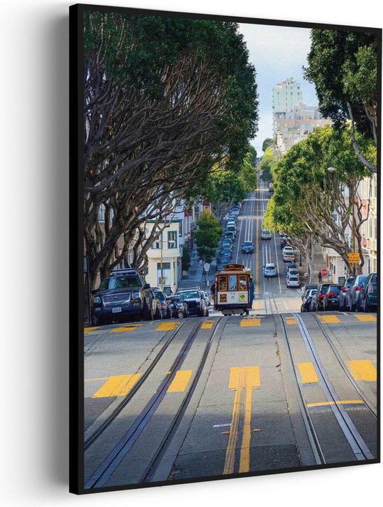 Akoestisch Schilderij San Francisco Tram Rechthoek Verticaal Pro M (60 X 85 CM) - Akoestisch paneel - Akoestische Panelen - Akoestische wanddecoratie - Akoestisch wandpaneel