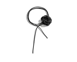 Plux Fashion Roos Choker - Zwart - 3mm/95cm - Sieraden - Choker - Stoffen Choker - Luxe Choker - Sieraden Cadeau - Duurzame Kwaliteit - Kerst - Halloween - Black Friday - Halloween kostuum - Gothic Sieraden - Choker Gothic