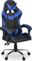 Gaming stoel, racing-look, draaibaar, in hoogte verstelbaar, hoofd- en lendenkussen, HxBxD: 133x68x60 cm, zwart-blauw