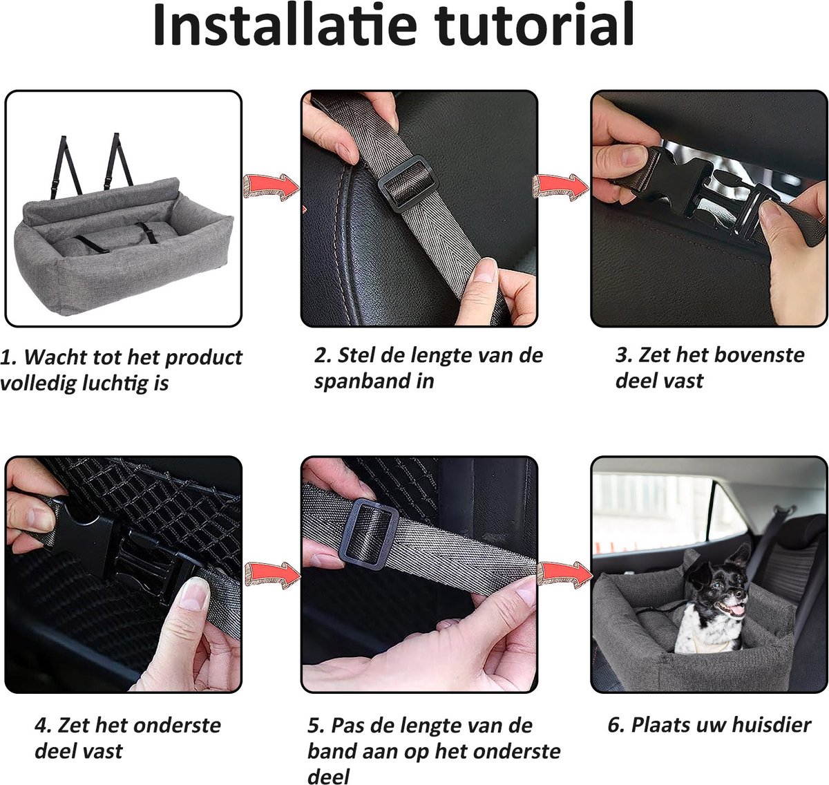CALIYO Hondenmand Auto - 90 x 40 x 21 cm - Groot honden - en kattenbed | Dierenmand Autostoel Hond Hondenkussen - Hond Autogordel - Geschikt voor alle honden en katten – foto 8