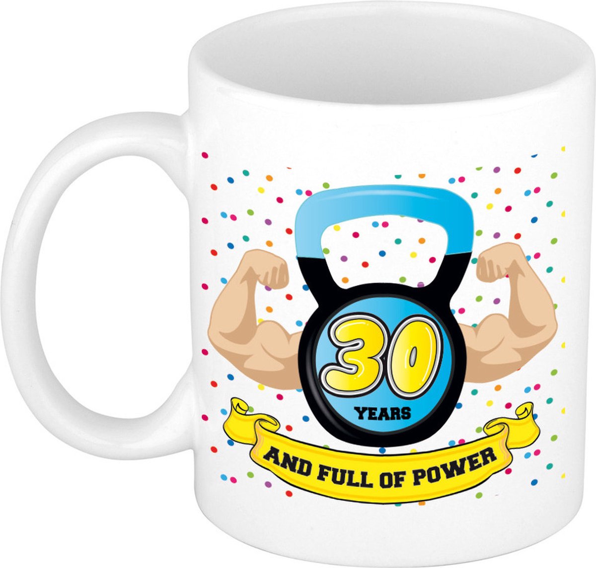Bellatio Decorations Verjaardag cadeau mok 30 jaar - blauw - spieren - 300 ml - keramiek