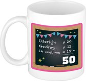 Bellatio Decorations Verjaardag cadeau mok 50 jaar - roze - 300 ml - Sarah/Abraham