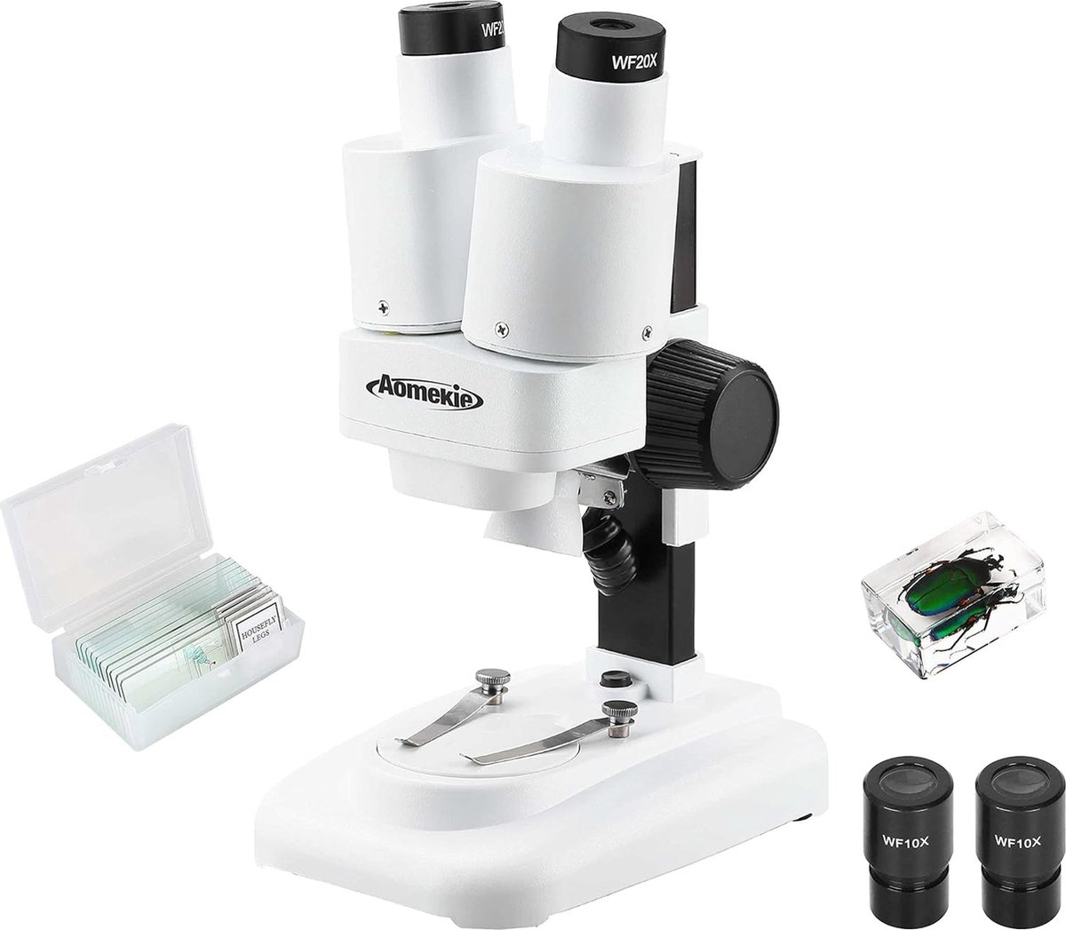 Aomekie Kinder Microscoop 3D Stereomicroscoop 20x 40x Vergroting met LED