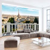 Fotobehangkoning - Behang - Vliesbehang - Fotobehang Parijs vanaf het Balkon 3D - 100 x 70 cm