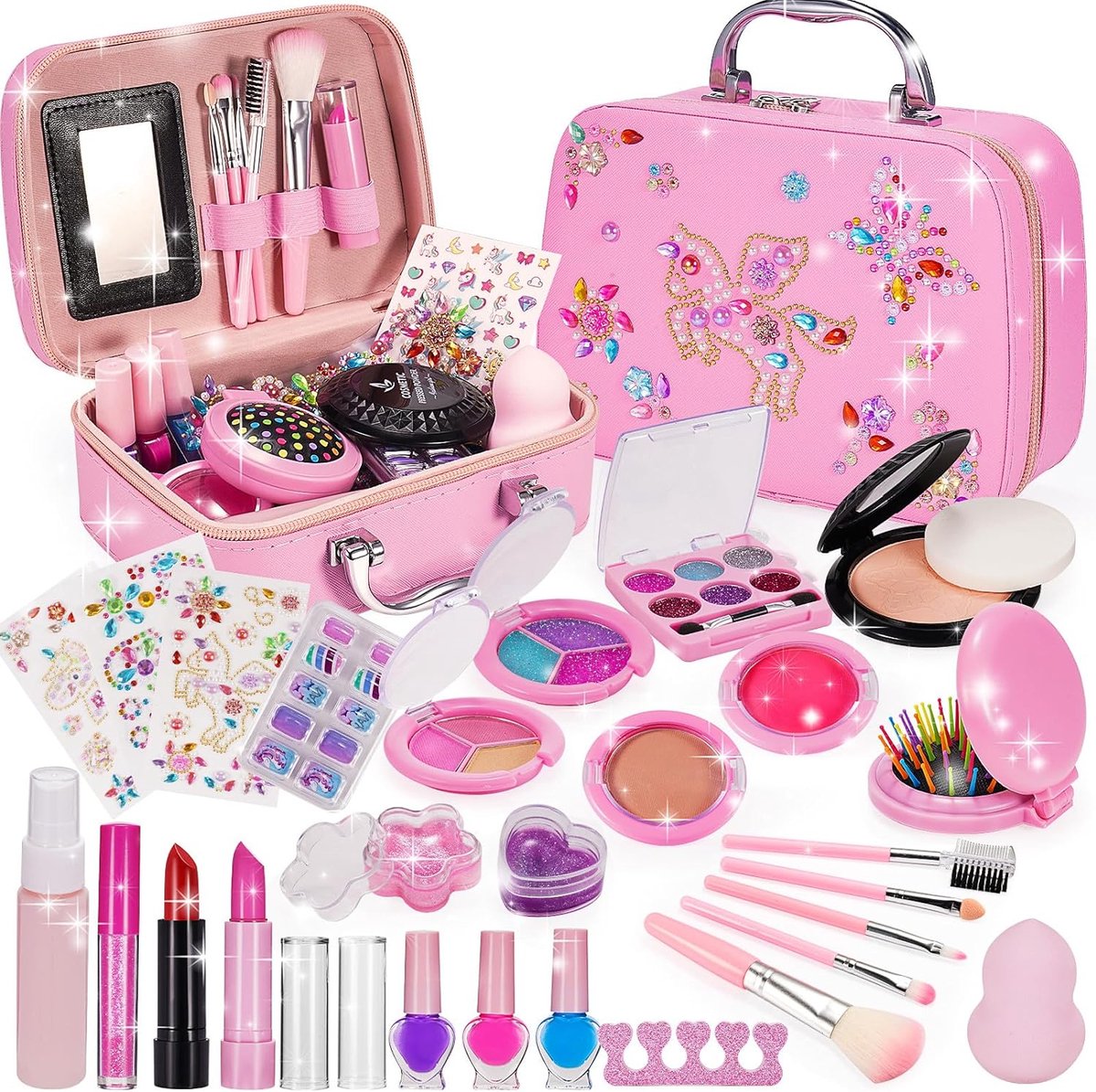 Maquillage Enfant Jouet Fille, 32 Pcs Malette Maquillage Lavable