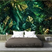 Fotobehangkoning - Behang - Vliesbehang - Fotobehang - Emerald Jungle - Luxe Bladeren - 250 x 175 cm