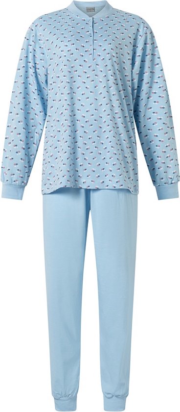 Lunatex - Dames Pyjama Katoen - Blauw - Maat XL
