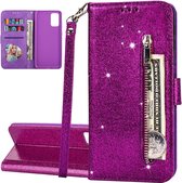 Telefoonhoesje - bling glitter - Bookcase Geschikt voor: Samsung Galaxy M21 - paars