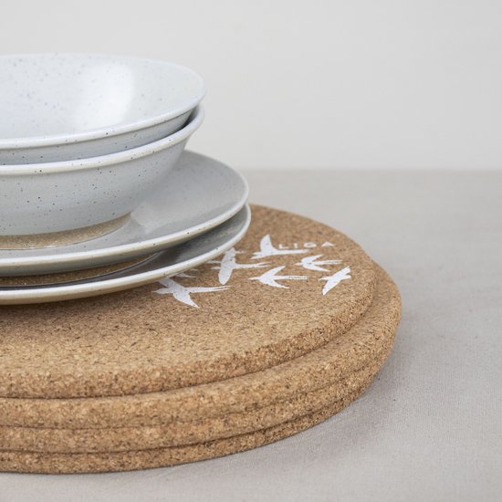 LIGA Placemat Zwaluw Set van 4 Stuks Kurk Beige bol