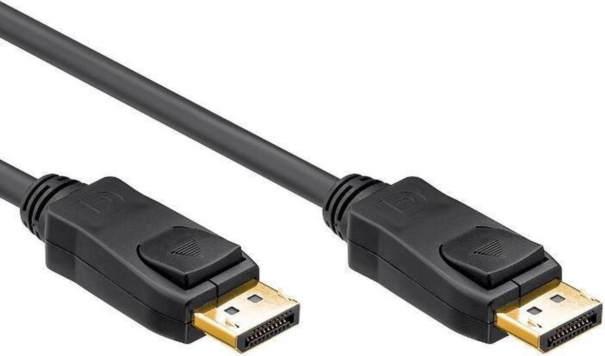 Bol.com DisplayPort Kabel - 1.2 - 4K@60Hz – Male naar male - 21.6 Gbps - Verguld - Zwart - 1 meter - Allteq aanbieding